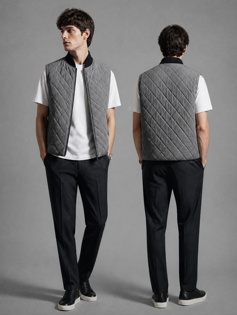 Men's Amplify Quilted Grey Vest - Lightweight Size L